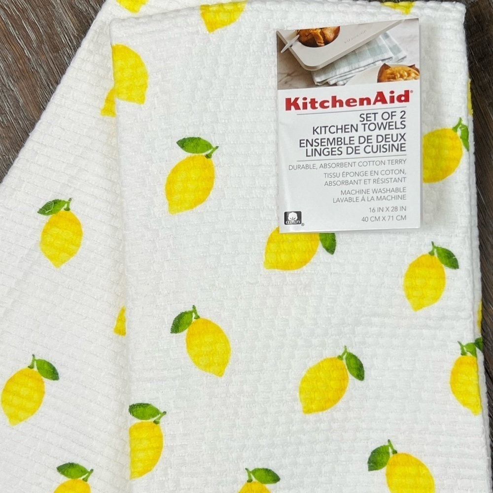 KitchenAid - ‘Lemons - combo bundle’ dish towels(2) & drying mats(2). NWT. Firm! - Picture 2 of 3
